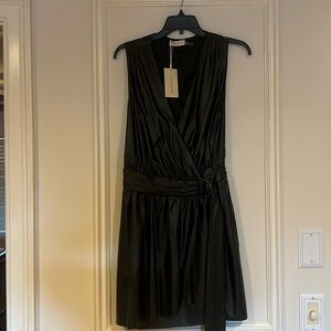 Ramy Brook faux, leather wrap dress,fully lined with stretch material Size 8 NWT